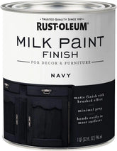 Rust-Oleum Navy Milk Paint Finish | Decor and Furniture Applications | Matte Finish Brushed Effect | Minimal Prep Needed | No Primers Required | Easy Clean Up | Quart