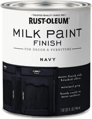 Rust-Oleum Navy Milk Paint Finish | Decor and Furniture Applications | Matte Finish Brushed Effect | Minimal Prep Needed | No Primers Required | Easy Clean Up | Quart