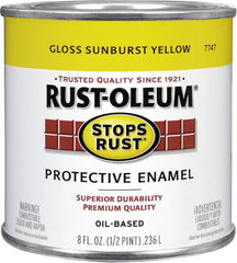 Rust-Oleum 7747730 Stops Rust Brush On Paint, Half Pint, Gloss Sunburst Yellow