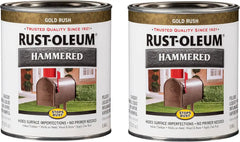 Rust-Oleum 7210502-2PK Stops Rust Hammered Finish Paint, Quart, Gold, 2 Pack