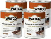 Watco Butcher Block Oil + Stain | Safe for Food Contact | Durable Protection | Easy One‑Coat Application | Hazelnut | Pint | 4 Pack