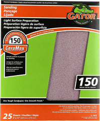 Gator CeraMax 9" x 11" Ceramic Sanding Sheets, 150 Grit, 25 Pack