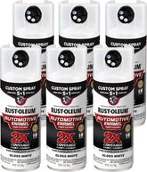Rust-Oleum 2X Automotive Enamel Custom Spray 5-in-1 Spray Paint, 12 oz, Gloss White, 6 Pack