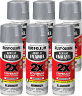 Rust-Oleum 314030-6PK Acrylic Enamel 2X Spray Paint, 11 oz, Aluminum, (Pack of 6)