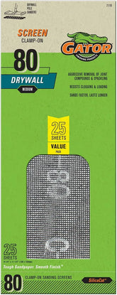 Gator 7119 Medium 80-Grit Drywall Sheet Sandpaper, 4.25 x 11.25 Inch, 25 Sheets