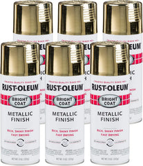 Rust-Oleum 7710830-6PK Stops Rust Bright Coat Metallic Spray Paint, 11 Ounce, Gold, (Pack of 6)