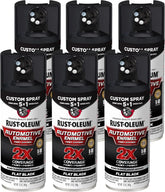 Rust-Oleum 2X Automotive Enamel Custom Spray 5-in-1 Spray Paint, 12 oz, Flat Black, 6 Pack