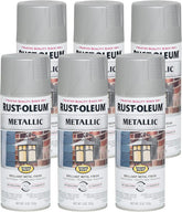 Rust-Oleum 7277830-6PK Stops Rust Metallic Spray Paint, 11 oz, Matte Nickel, 6 Pack