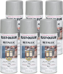 Rust-Oleum 7277830-6PK Stops Rust Metallic Spray Paint, 11 oz, Matte Nickel, 6 Pack