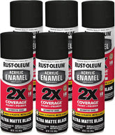 Rust-Oleum 372699-6PK Acrylic Enamel 2X Spray Paint, 12 oz, Ultra Matte Black, (Pack of 6)