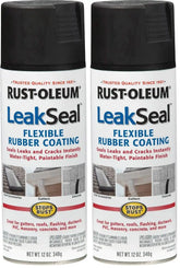 Rust-Oleum 265494 LeakSeal Flexible Rubber Coating Spray, 12 Ounce, Black, 12 Fl Oz (Pack of 2)