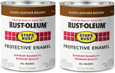 Rust-Oleum 7775502-2PK Stops Rust Brush On Paint, Quart, Gloss Leather Brown, (Pack of 2)