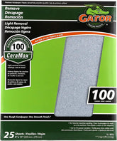 Gator CeraMax 9" x 11" Ceramic Sanding Sheets, 100 Grit, 25 Pack