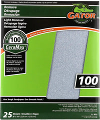 Gator CeraMax 9" x 11" Ceramic Sanding Sheets, 100 Grit, 25 Pack