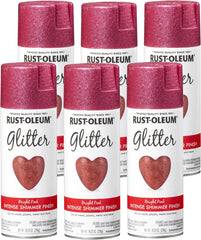 Rust-Oleum 301818-6PK Specialty Glitter Spray Paint, 10.25 oz, Bright Pink, 6 Pack