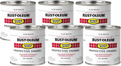 Rust-Oleum 7790730-6PK Stops Rust Brush On Paint, Half Pint, Flat White, (Pack of 6)