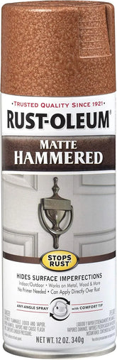 Rust-Oleum 345377 Stops Rust Hammered Spray Paint, 12 oz, Matte Copper