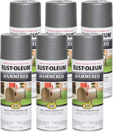 Rust-Oleum 7214830-6PK Stops Rust Hammered Spray Paint, 12 oz, Gray, 6 Pack