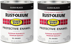 Rust-Oleum 7779502-2PK Stops Rust Brush On Paint, Quart, Gloss Black, (Pack of 2)