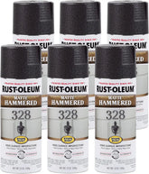 Rust-Oleum 300607-6PK Stops Rust Hammered Spray Paint, 12 oz, Matte Black, 6 Pack