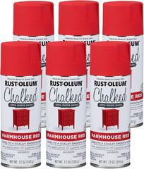 Rust-Oleum Farmhouse Red Chalked All-in-One Ultra Matte Spray Paint | One Coat Coverage | No Primer, Sanding, Or Topcoat Needed | Easy Spray Application | Made in USA | 12 OZ | 6 Pack