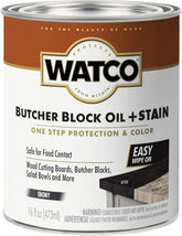 Watco Butcher Block Oil + Stain | Safe for Food Contact | Durable Protection | Easy Wipe‑On Application | Ebony | Pint