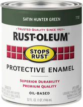 Rust-Oleum 7732502 Stops Rust Brush On Paint, Quart, Satin Hunter Green, (Pack of 1)