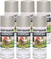 Rust-Oleum 248072-6PK Stops Rust Hammered Spray Paint, 12 oz, White, 6 Pack