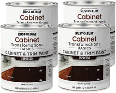 Rust-Oleum 372011-4PK Transformations Basics Cabinet & Trim Paint, Quart, Espresso, 4 Pack