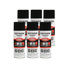 Rust-Oleum 1679830-6PK Industrial Choice 1600 System Multi-Purpose Spray Paint, 12 oz, Gloss Black, 6 Pack