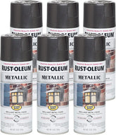 Rust-Oleum 244228-6PK Stops Rust Metallic Spray Paint, 11 oz, Charcoal, 6 Pack