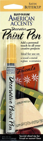 Rust-Oleum 215156 American Accents Satin Decorative Paint Pen, Buttercup, 1/3-Ounce