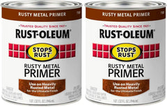 Rust-Oleum 7769502 Protective Enamel Paint Stops Rust, 1 Quarts (Pack of 2), Flat Rusty Metal Primer