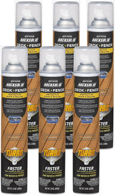 RockSolid Deck+Fence Protective Stain & Sealer with Turbo Spray System | Oil‑Base One‑Coat Protection | Superior Moisture Resistance | UV Resistant | Natural | 23 oz Aerosol | 6 Pack