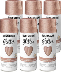 Rust-Oleum 344697-6PK Specialty Glitter Spray Paint, 10.25 Oz, Rose Gold, (Pack of 6)