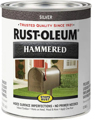 Rust-Oleum 7213502 Stops Rust Hammered Finish Paint, Quart, Silver