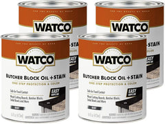 Watco Butcher Block Oil + Stain | Safe for Food Contact | Durable Protection | Easy One‑Coat Application | Ebony | Pint | 4 Pack