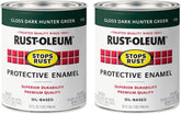 Rust-Oleum 7733502-2PK Stops Rust Brush On Paint, Quart, Gloss Dark Hunter Green, 2 Pack