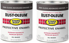 Rust-Oleum 7754502-2PK Stops Rust Brush On Paint, Quart, Semi-Gloss Anodized Bronze, 2 Pack
