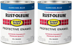 Rust-Oleum 7724502-2PK Stops Rust Brush On Paint, Quart, Gloss Sail Blue, 2 Pack