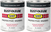 Rust-Oleum 7784502-2PK Stops Rust Brush On Paint, Quart, Gloss Charcoal Gray, (Pack of 2)