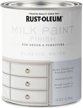 Rust-Oleum Classic White Milk Paint Finish | Decor and Furniture Applications | Matte Finish Brushed Effect | Minimal Prep Needed | No Primers Required | Easy Clean Up | Quart