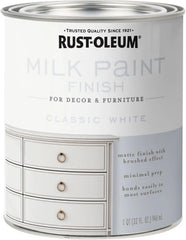 Rust-Oleum Classic White Milk Paint Finish | Decor and Furniture Applications | Matte Finish Brushed Effect | Minimal Prep Needed | No Primers Required | Easy Clean Up | Quart