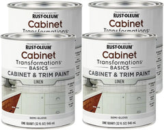 Rust-Oleum 372008-4PK Transformations Basics Cabinet & Trim Paint, Quart, Linen, 4 Pack