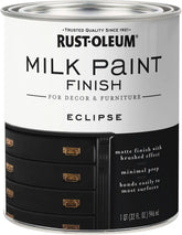 Rust-Oleum Eclipse Milk Paint Finish | Decor and Furniture Applications | Matte Finish Brushed Effect | Minimal Prep Needed | No Primers Required | Easy Clean Up | Quart