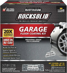 Rust-Oleum 317286 RockSolid Polycuramine Garage Floor Coating, 1 Car Kit, High Gloss Dark Gray