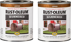 Rust-Oleum 239074-2PK Stops Rust Hammered Finish Paint, Quart, Copper, (Pack of 2)