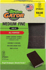 Gator Multi-Surface Sanding Sponge, 3" x 4" x 1", 80/120 Grit Medium/Fine, 6 Pack