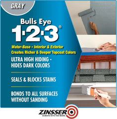 Zinsser 286258 Bulls Eye 1-2-3 All Surface Primer, Quart, Gray
