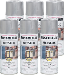 Rust-Oleum 7271830-6PK Stops Rust Metallic Spray Paint, 11 oz, Silver, 6 Pack